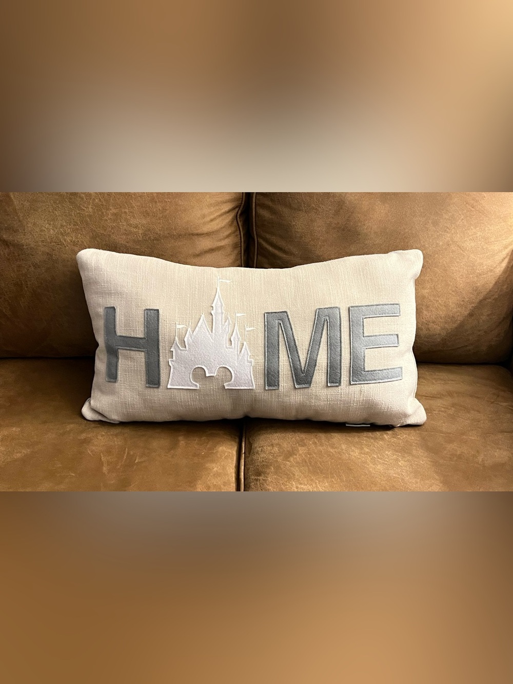 Disney Beige and Gray 'HOME' Castle Accent Pillow